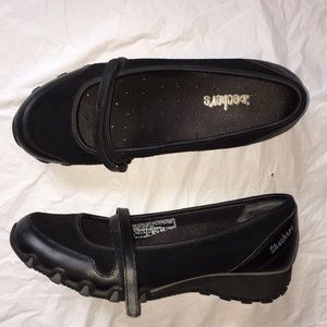 Skechers Black Leather Mary Jane Comfort Shoes